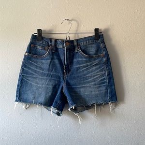 Madewell Distressed Blue Denim Jean Shorts